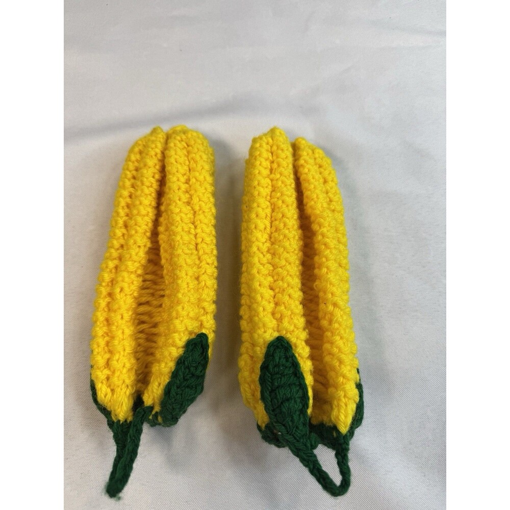 Vintage Handmade Crochet Corn on the Cob Pan Handle Covers Cast Iron Skillet Set